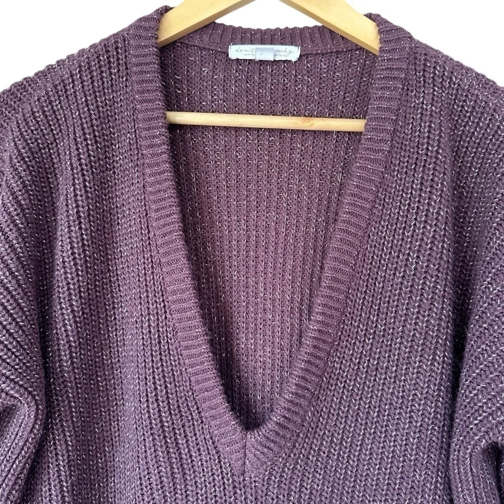 Don't Ask Why, Made In Italy, V Neck Long Sleeve Sweater, Cranberry, OS